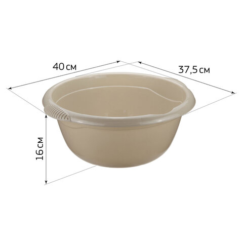 Таз 10 л, хозяйственный, круглый, с ручками, пластиковый, 16х40х37,5 см, цвет ассорти, IDEA, М 2506 - фото 4