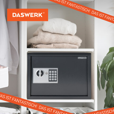 Сейф мебельный DASWERK SC-300EL (300х380х300 мм), электронный замок, графит, 291346 - фото 19