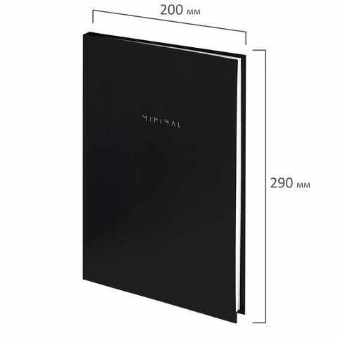Блокнот БОЛЬШОЙ ФОРМАТ 200х290 мм, А4, 80 л., твердый, клетка, BRAUBERG "Minimal", черный, 116432 - фото 2