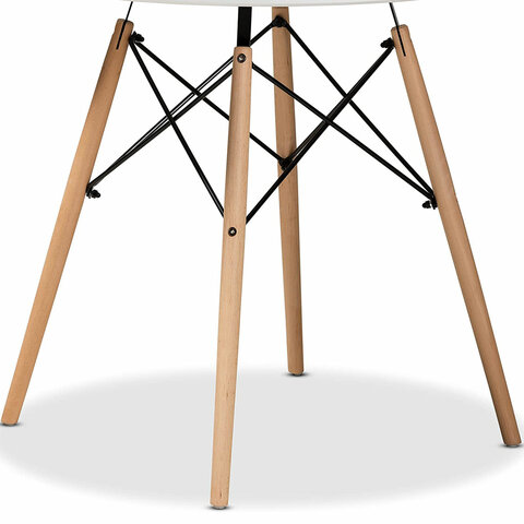 Стол обеденный BRABIX "Eames T-01", круглый, диаметр 80 см, опоры дерево, белый, 532633 - фото 3