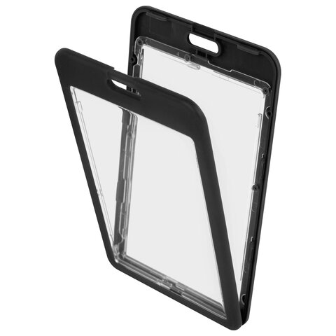 Бейдж вертикальный (85х54 мм), ДВУСТОРОННИЙ, черный, ЗАЩИТА ОТ ВЛАГИ И ПЫЛИ, BRAUBERG EXTRA, 238809 - фото 3