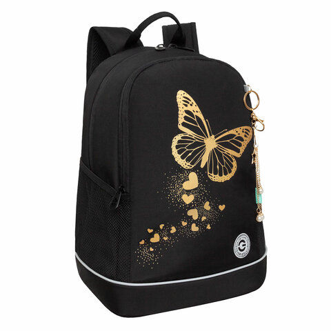 Рюкзак GRIZZLY школьный, анатомическая спинка, 2 отделения, для девочек, "GOLDEN BUTTERFLY", 38х28х18 см, RG-463-5/1 - фото 1