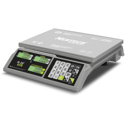 Весы торговые MERTECH M-ER 326AC-15.2 LCD (0,04-15 кг), дискретность 5 г, платформа 325x230 мм, без стойки, 3040 - фото 1