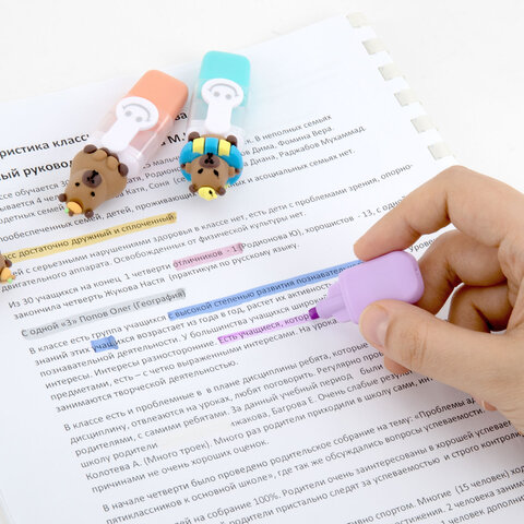 Набор текстовыделителей с топперами 6 ЦВЕТОВ ПАСТЕЛЬ, "КАПИБАРЫ", линия 1-4 мм, FUNSTER (ФАНСТЕР), 152651 - фото 8