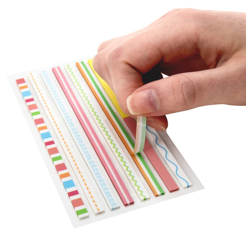 Закладки клейкие, выделители текста, BRAUBERG ULTRA PATTERN COLOR, 135х5 мм, 160 штук (8 цветов х 20 листов), 116687 - фото 3