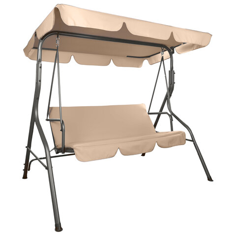 Качели садовые NOSTRESS (НОСТРЕСС) COMFORT SC-003, 3 места, Ш170хГ110хВ153 см, мягкое сиденье, бежевый, 680052 - фото 1