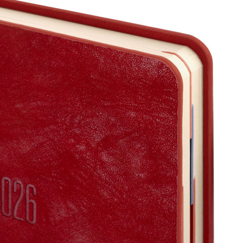 Ежедневник датированный 2026 B6 125х173 мм, GALANT "Vivid", под кожу, красный, 117413 - фото 4