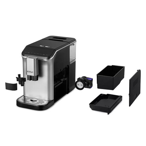 Кофемашина KITFORT КТ-7166, 1350 Вт, объем 1,5 л, для зерен 200 г, автокапучинатор, серебристая - фото 7