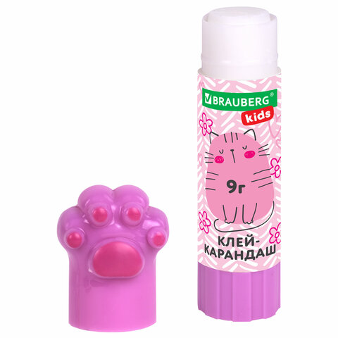 Клей-карандаш "Лапки" Cat Paw, 9 г, фигурный колпачок, 3 шт. на блистере, BRAUBERG KIDS, 271982 - фото 6