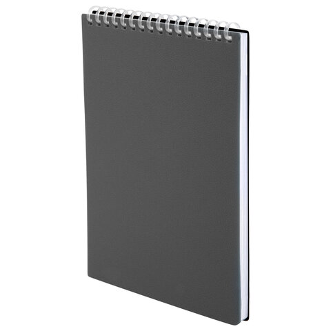 Блокнот А5, 80 л., силиконовый гребень, обложка пластик, клетка, BRAUBERG, серый, 117562 - фото 5