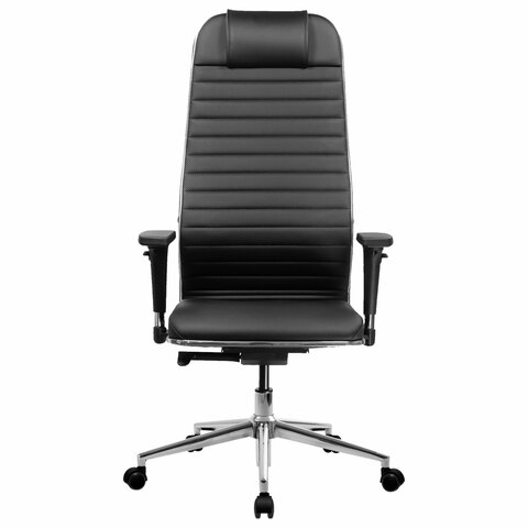 Кресло МЕТТА "ErgoLife" 10 B1-117D, хром, синхромеханизм, 2D-подлокотники, экокожа, черное - фото 4