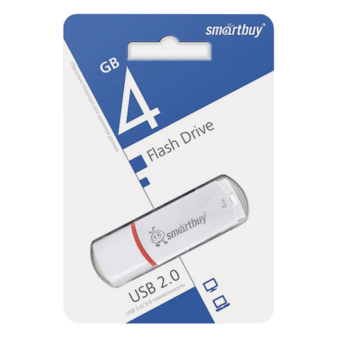 Флеш-диск 4 GB, SMARTBUY Crown, USB 2.0, белый, SB4GBCRW-W - фото 3