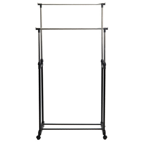 Вешалка для плечиков двухъярусная BOOMHOUSE (БУМХАУС) GR-003 (900-1600x800x400 мм), пластик/металл, черный/хром, 701438 - фото 4