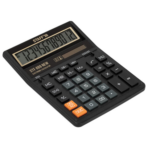 Калькулятор настольный STAFF STF-888-New (202x158 мм), 12 разрядов, двойное питание, черный, 273831 - фото 4