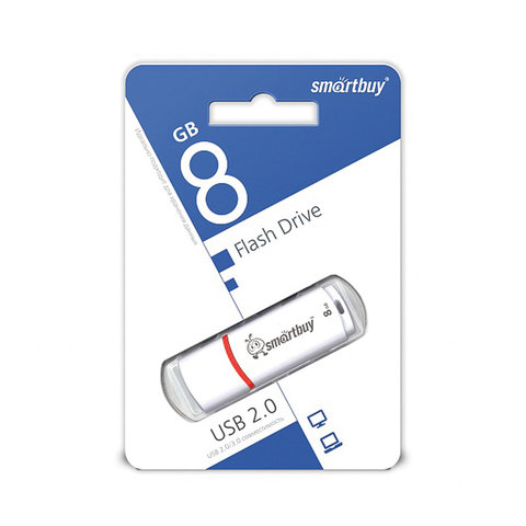 Флеш-память Smartbuy Crown, 8Gb, USB 2.0, бел, SB8GBCRW-W - фото 3