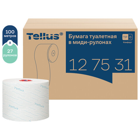 Бумага туалетная д/дисп Торк/Tellus в миди-рул Т6 2сл100м27рул127530/127531 - фото 4