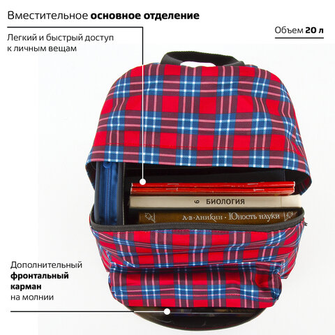 Рюкзак BRAUBERG СИТИ-ФОРМАТ универсальный, "Scottish cell", разноцветный, 41х32х14 см, 228861 - фото 14