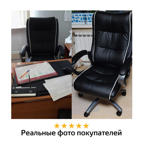 Кресло офисное BRABIX PREMIUM "Strong HD-009", НАГРУЗКА до 200 кг, экокожа черная, ткань серая, 531945 - фото 22