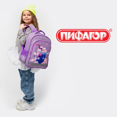 Рюкзак ПИФАГОР SCHOOL, 1 отделение, 3 кармана, "Bubble tea", 38x28х14 см, 273164 - фото 18