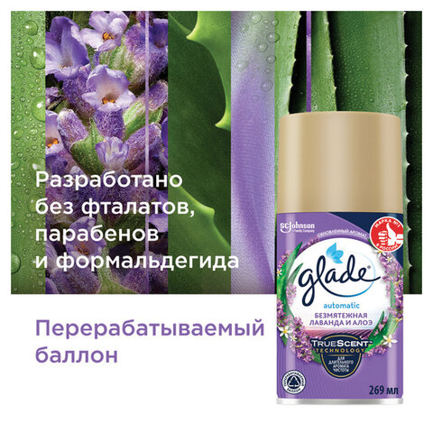 Сменный баллон 269 мл, GLADE "Безмятежная лаванда и алоэ" для автоматических освежителей, 864986 - фото 7