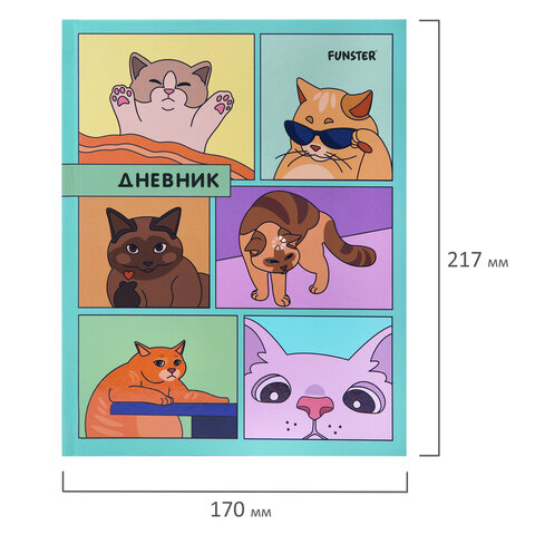Дневник 5-11 класс 48 л., твердый, FUNSTER (ФАНСТЕР), выборочный лак, с подсказом, "Мемные коты", 107617 - фото 17