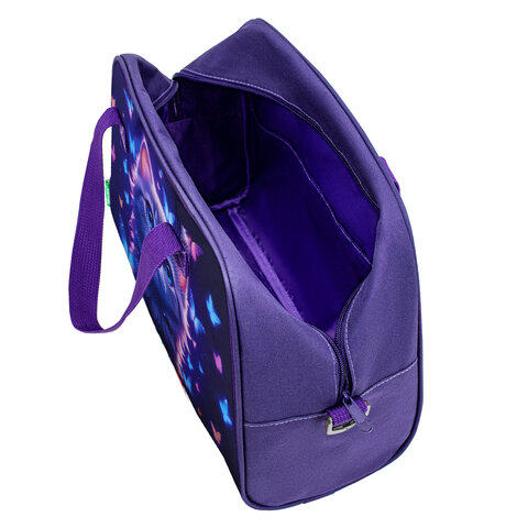 Сумка для занятий с плечевым ремнем, подкладкой BRAUBERG KIDS с ручками, 35x25x15 см, "Любознательный кот", 273291 - фото 7