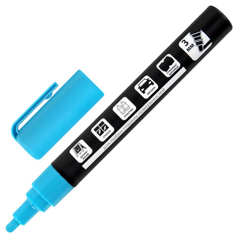 Маркер меловой CHALK LIQUID MARKER, СИНИЙ, 3 мм, стираемый, BRAUBERG "CHALK", 152592 - фото 4