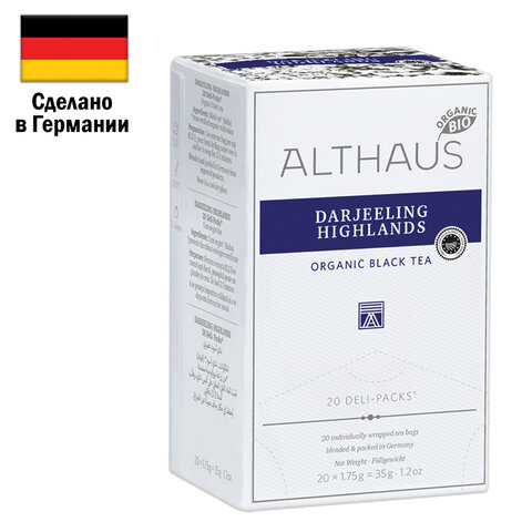 Чай ALTHAUS "Darjeeling Highlands" черный, 20 пакетиков в конвертах по 1,75 г, ГЕРМАНИЯ, TALTHB-DP0030 - фото 2