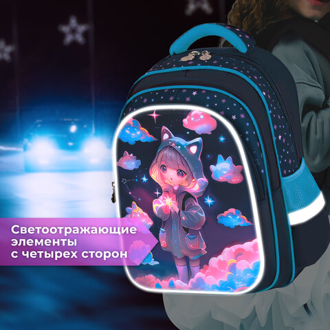 Рюкзак BRAUBERG KIDS FLOSSY, 2 отделения, 3 кармана, "Sky girl", 3D-панель, 40х28х18 см, 273179 - фото 14