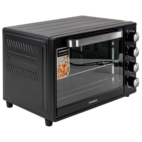 Мини-печь электрическая SONNEN EO-HL38K, 2000 Вт, 38 л, 3 режима нагрева, режим конвекции, таймер, механическое управление, черная, 458306 - фото 9