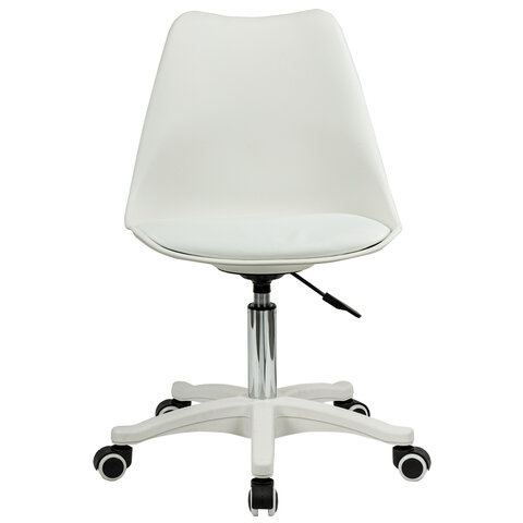 Кресло стул BRABIX "Eames MG-310 PL", пластик белый, экокожа белая, 532926 - фото 2