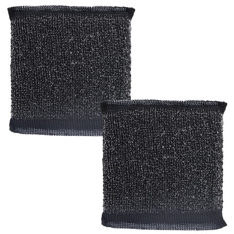 Губка-скрабер 11х10х1,5 см, поролон + металлическая оплетка КОМПЛЕКТ 2 штуки, посуда, уборка, LAIMA, 700058 - фото 3