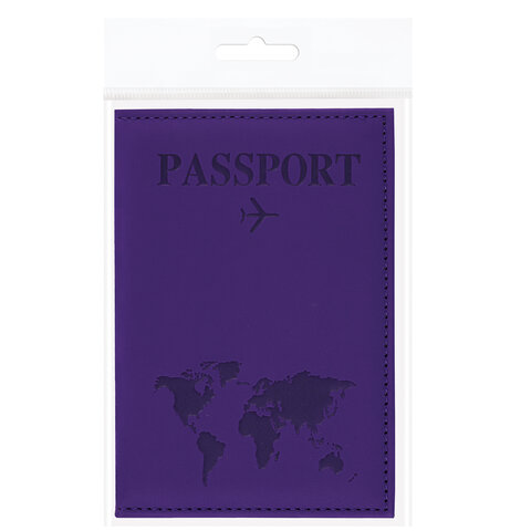 Обложка для паспорта "Passport map", экокожа soft-touch, фиолетовая, STAFF, 238762 - фото 8