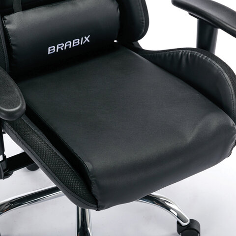 Кресло компьютерное BRABIX "Lumen GM-150 RGB", подсветка, две подушки, экокожа, черное, 532801 - фото 16