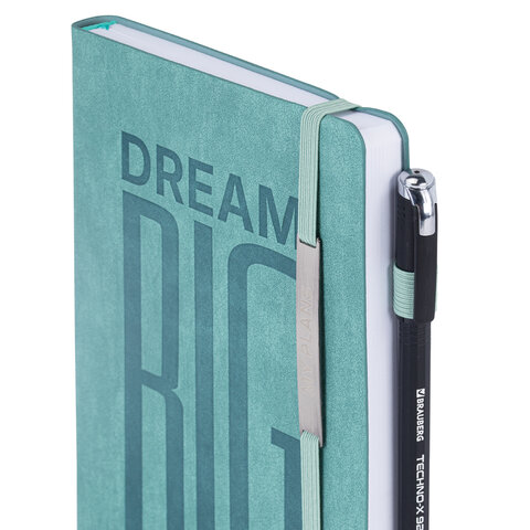 Ежедневник недатированный А5 138х213 мм BRAUBERG "BeStyle", под кожу, резинка, держатель, 160 л., сине-зеленый, 116218 - фото 5