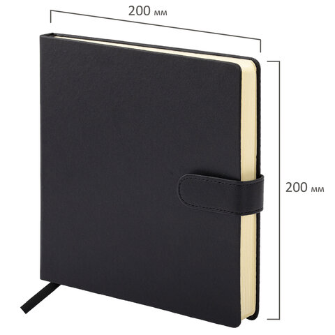 Скетчбук, слоновая кость 140 г/м2, 200х200 мм, 80 л., КОЖЗАМ, застежка, BRAUBERG ART CLASSIC, черный, 116462 - фото 3