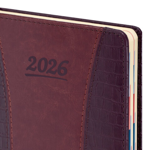 Ежедневник датированный 2026 А5 148х218 мм, GALANT "CombiContract", под кожу, коричневый, 117487 - фото 4