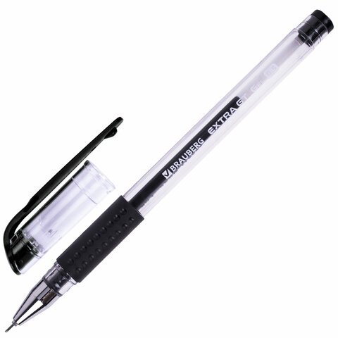 Ручка гелевая с грипом BRAUBERG "EXTRA GT NEEDLE", ЧЕРНАЯ, игольчатый узел 0,5 мм, линия 0,35 мм, 143918 - фото 1