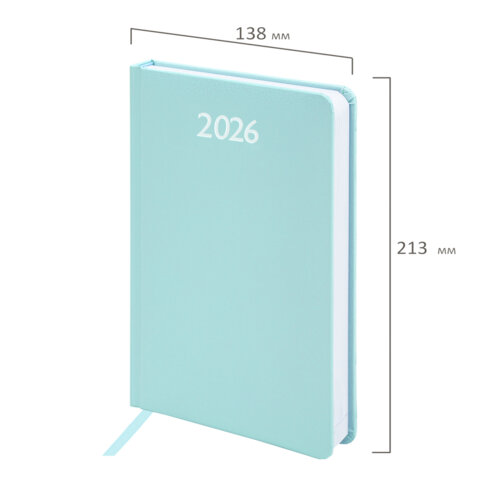 Ежедневник датированный 2026, А5, 138x213 мм, BRAUBERG "Profile", балакрон, мятный, 117074 - фото 2
