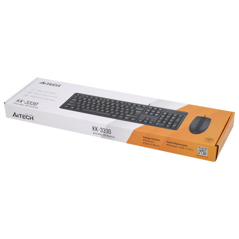 Набор проводной A4TECH KK-3330, USB, клавиатура 104 клавиши, мышь 2 кнопки + 1 кнопка-колесо, черная, 1530249 - фото 8