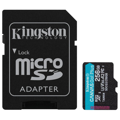 Карта памяти microSDXC 256GB KINGSTON Canvas Go Plus UHS-I U3, 170 Мб/с (class 10), SDCG3/256GB - фото 1