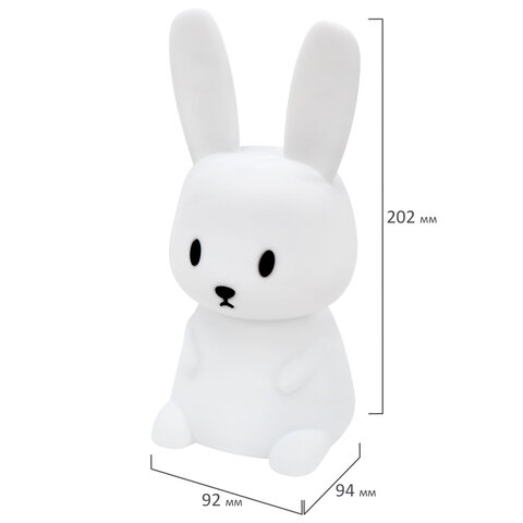 Ночник силиконовый LED "Ушастый Заяц" 94x92x202 мм, белый свет/RGB, таймер, USB, аккумулятор 1200 мАч, DASWERK (ДАСВЕРК), 238939 - фото 8