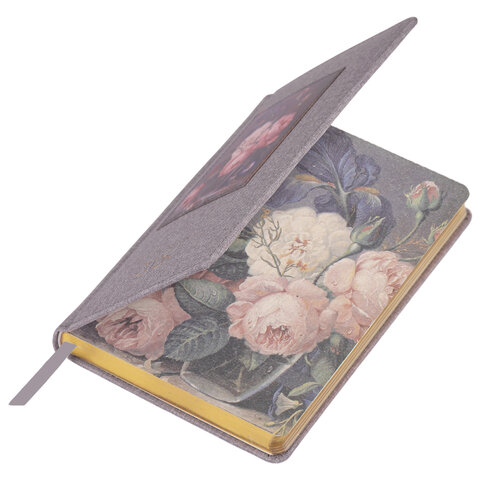 Ежедневник датированный 2026 А5 138х213 мм, BRAUBERG "ArtGallery", под кожу, нашивка, серый, 117406 - фото 3