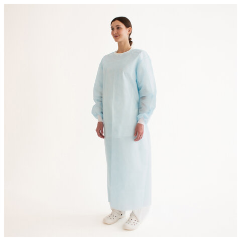 Халат хирургический стерильный 140 см, 52-54 р., манжета, спанбонд 25 г/м2, ГЕКСА, голубой - фото 10