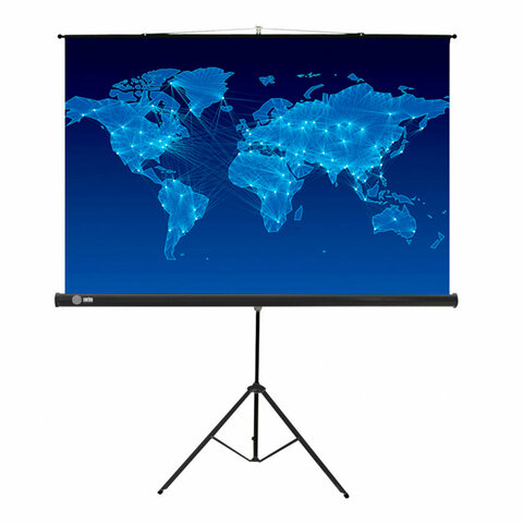 Экран Cactus Triscreen CS-PST-150x150, 150x150 см, 1:1, напольный, черный - фото 1