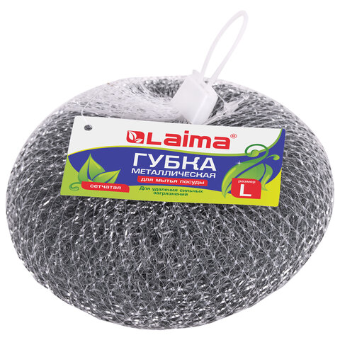 Губка (мочалка) металлическая, сетчатая, 60 г, БОЛЬШАЯ, для посуды, гриля, плиты, LAIMA, 603105 - фото 2