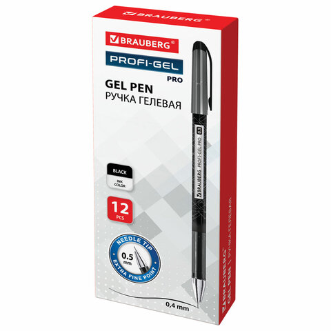 Ручка гелевая BRAUBERG "Profi-Gel PRO", ЧЕРНАЯ, линия письма 0,4 мм, игольчатый наконечник 0,5 мм, печать на корпусе, 144124 - фото 9
