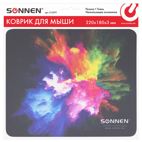 Коврик для мыши SONNEN "EXPLOSIVE", резина + ткань, 220х180х3 мм, 513291 - фото 6