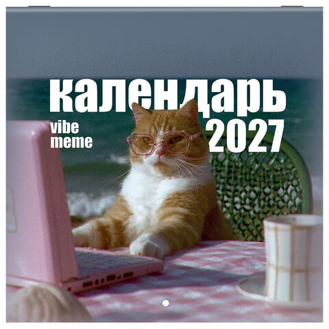Календарь настенный перекидной 2027 г., BRAUBERG, 12 листов, 21,4х42,8 см, МИНИ, "Vibe meme", 118438 - фото 2