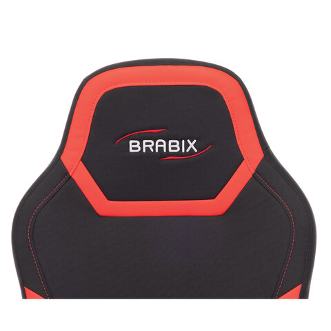 Кресло компьютерное BRABIX "Alpha GM-018", ткань/экокожа, черное/красное, 532637, GM-018_532637 - фото 5